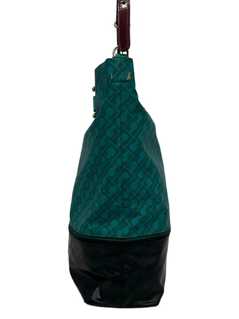 GHERARDINI Green Black PVC Patent Leather Shoulder Bag - Picture 4 of 12
